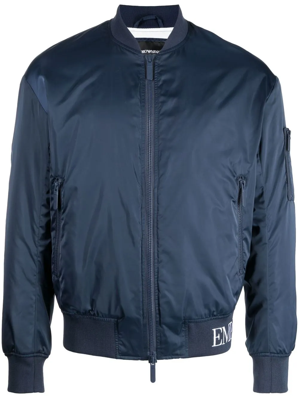 

Emporio Armani logo-print detail bomber jacket - Blue