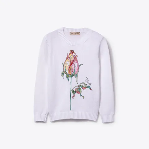 Rosa-Embroidered Cotton Sweater