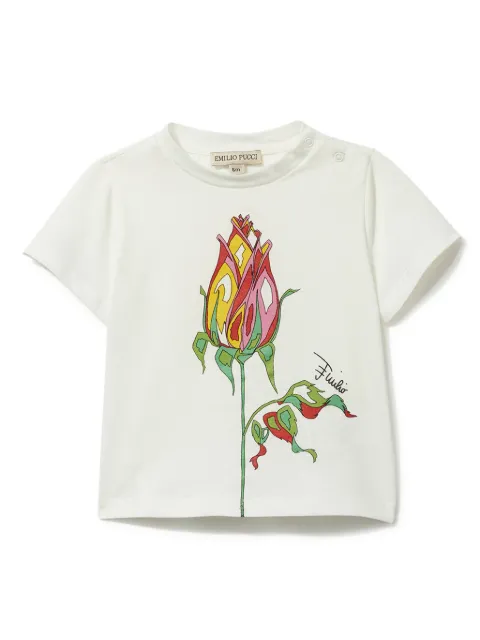 PUCCI Junior T-Shirt mit Blumen-Print