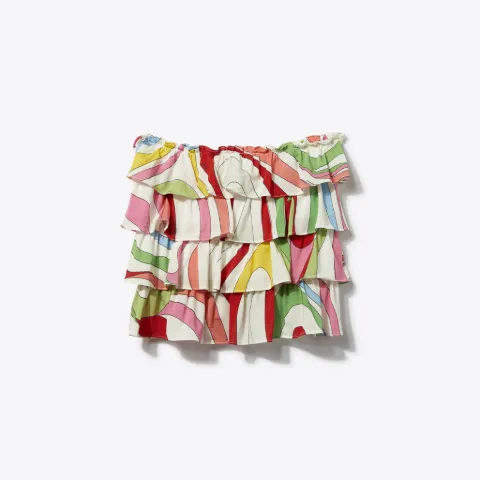 Marmo-Print Ruffled Skirt
