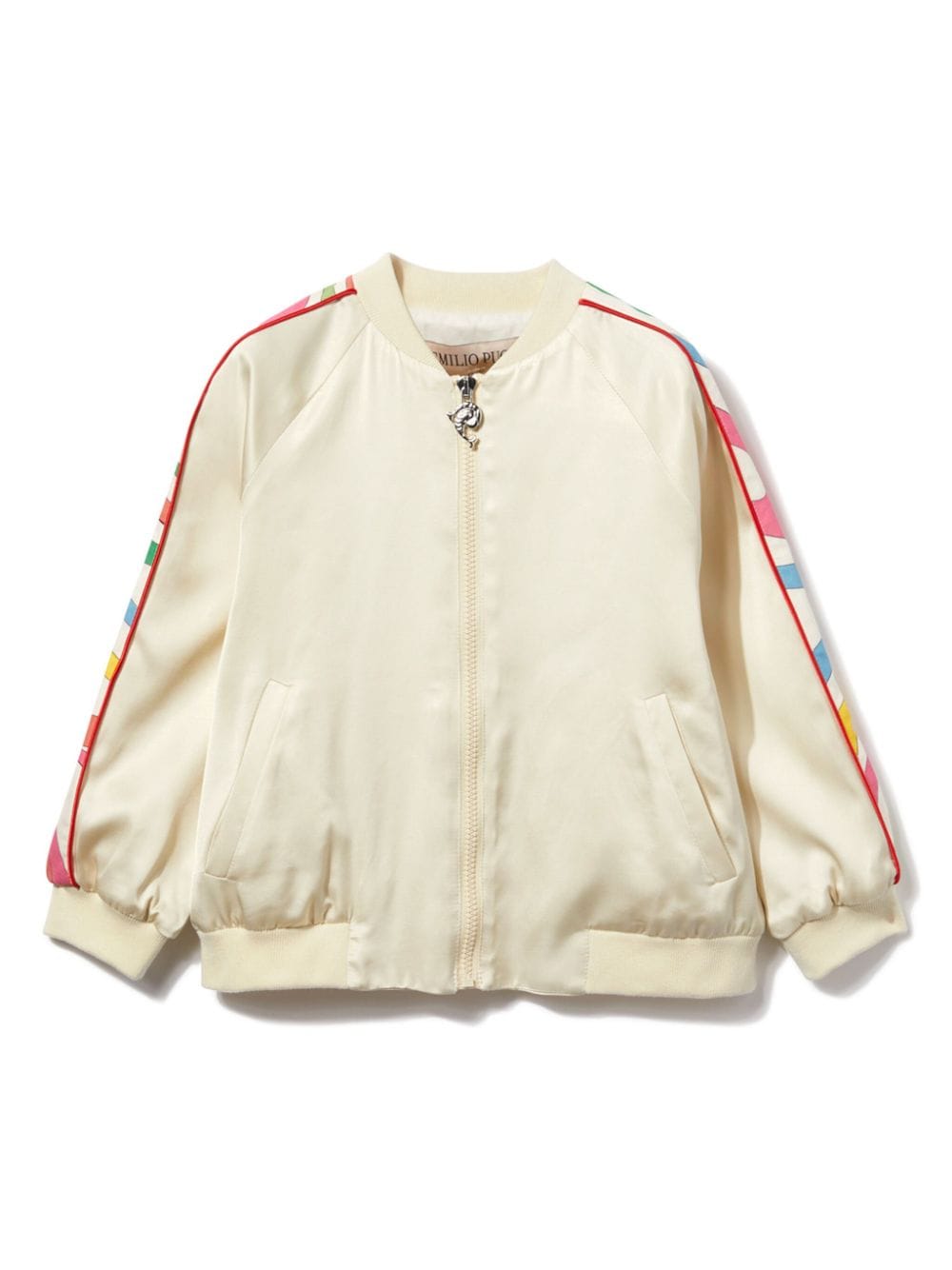 PUCCI Junior floral-embroidered bomber jacket - Nude