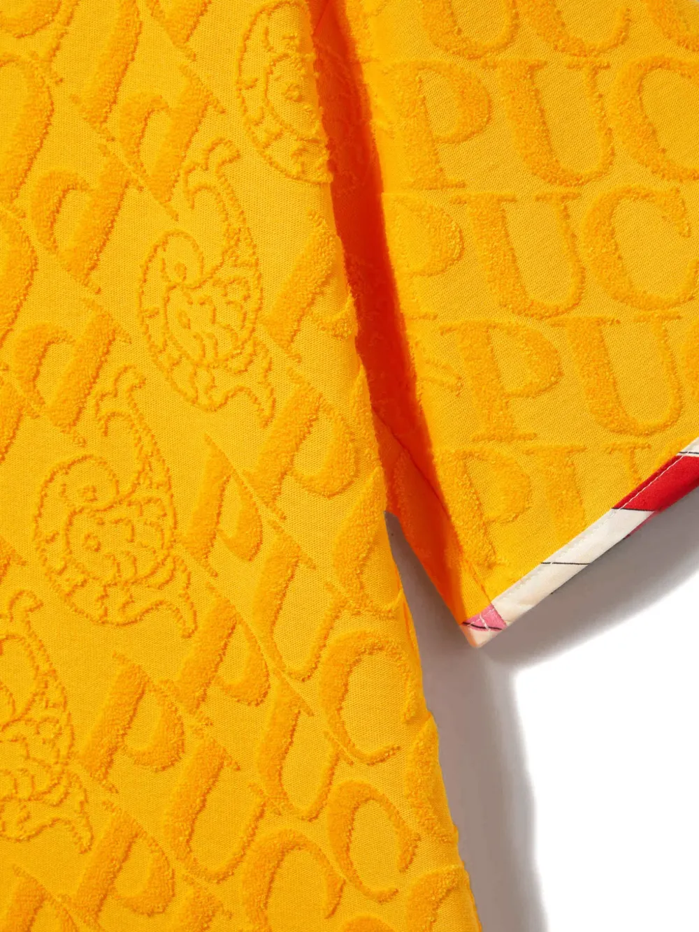 PUCCI Junior Jersey jurk met logo-jacquard Geel