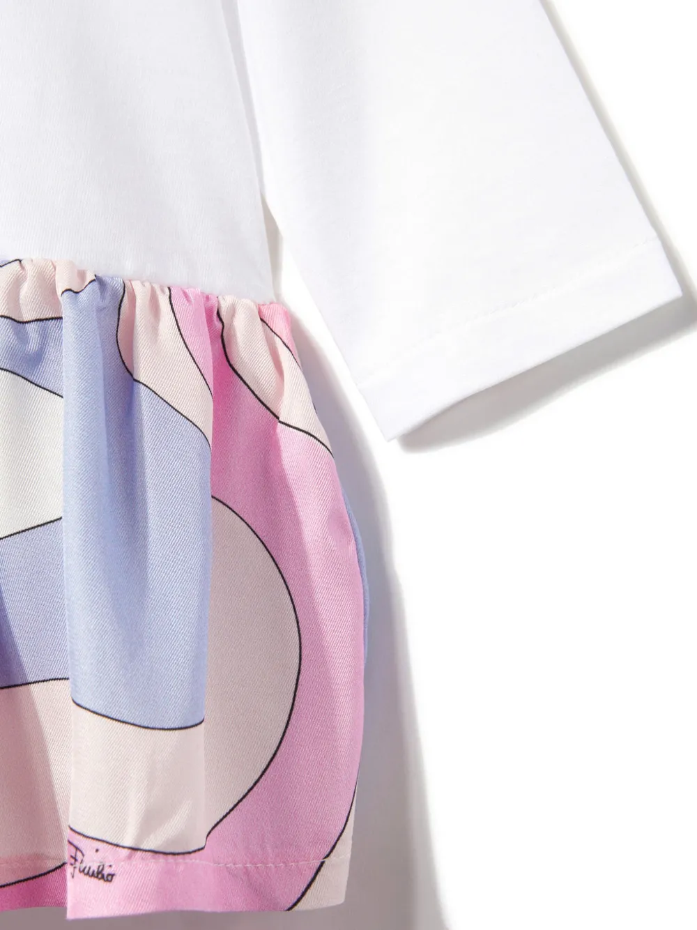 Shop Pucci Junior Marmo-print Long-sleeve Dress In White