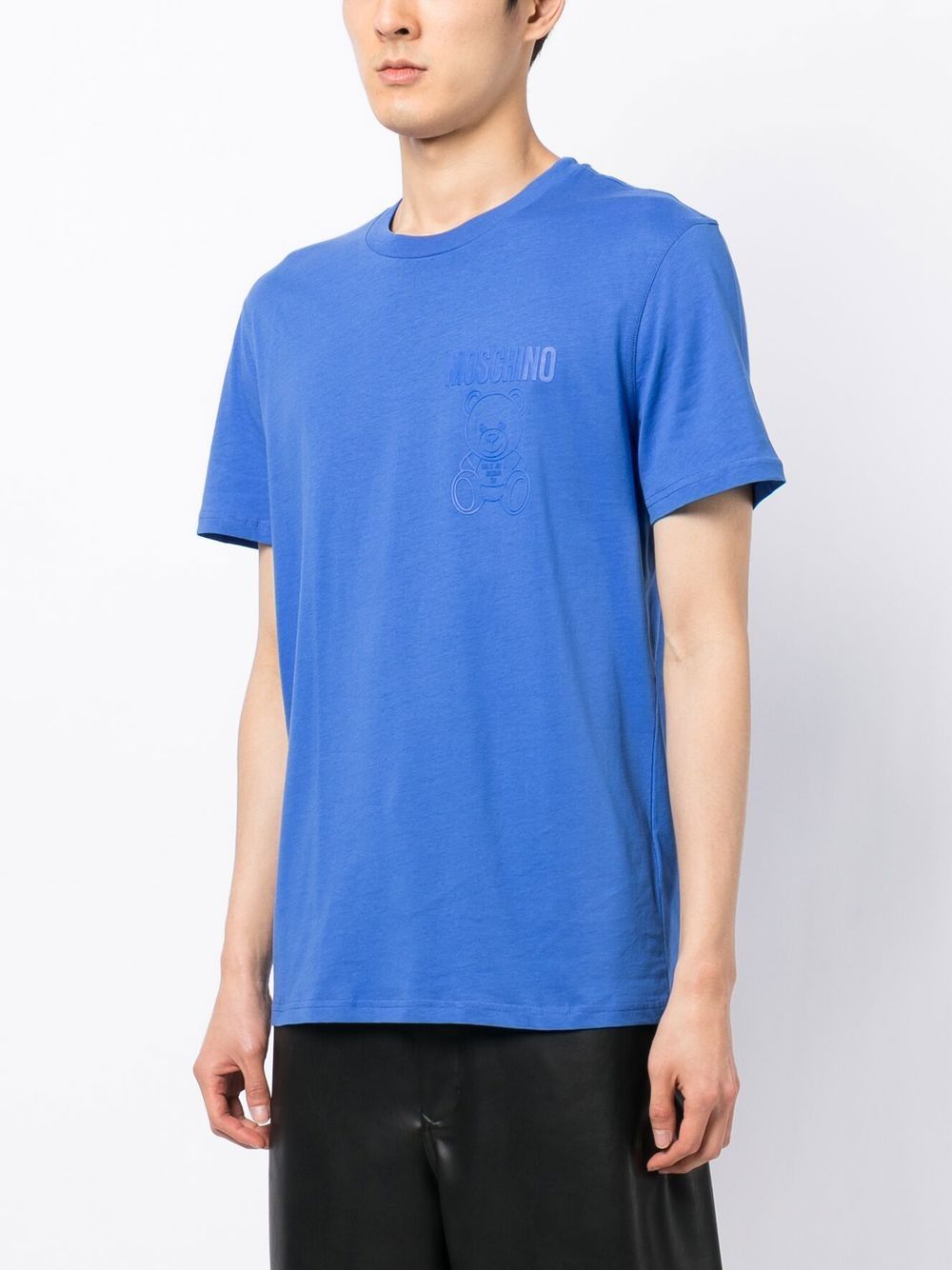 Shop Moschino Logo-print Organic Cotton T-shirt In Blue