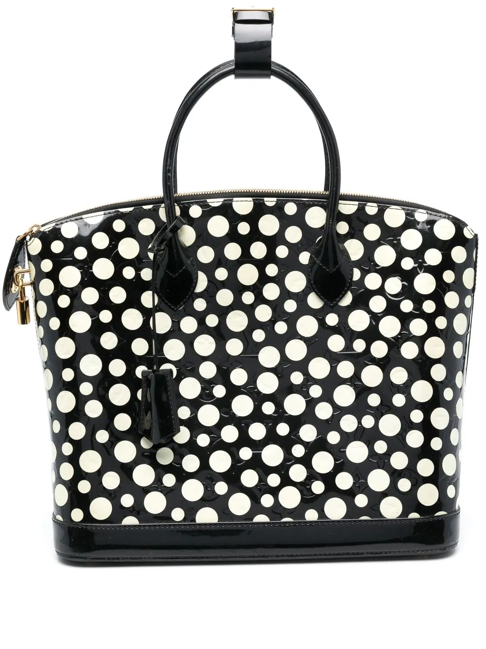 

Louis Vuitton bolsa de mano Lockit con motivo de lunares de Louis Vuitton x Yayoi Kusama Vernis - Negro