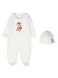Story Loris teddy-print baby grow - Neutrals