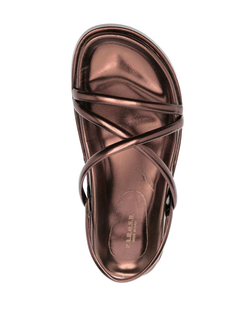 Shop P.a.r.o.s.h Metallic-effect Leather Sandals In Braun