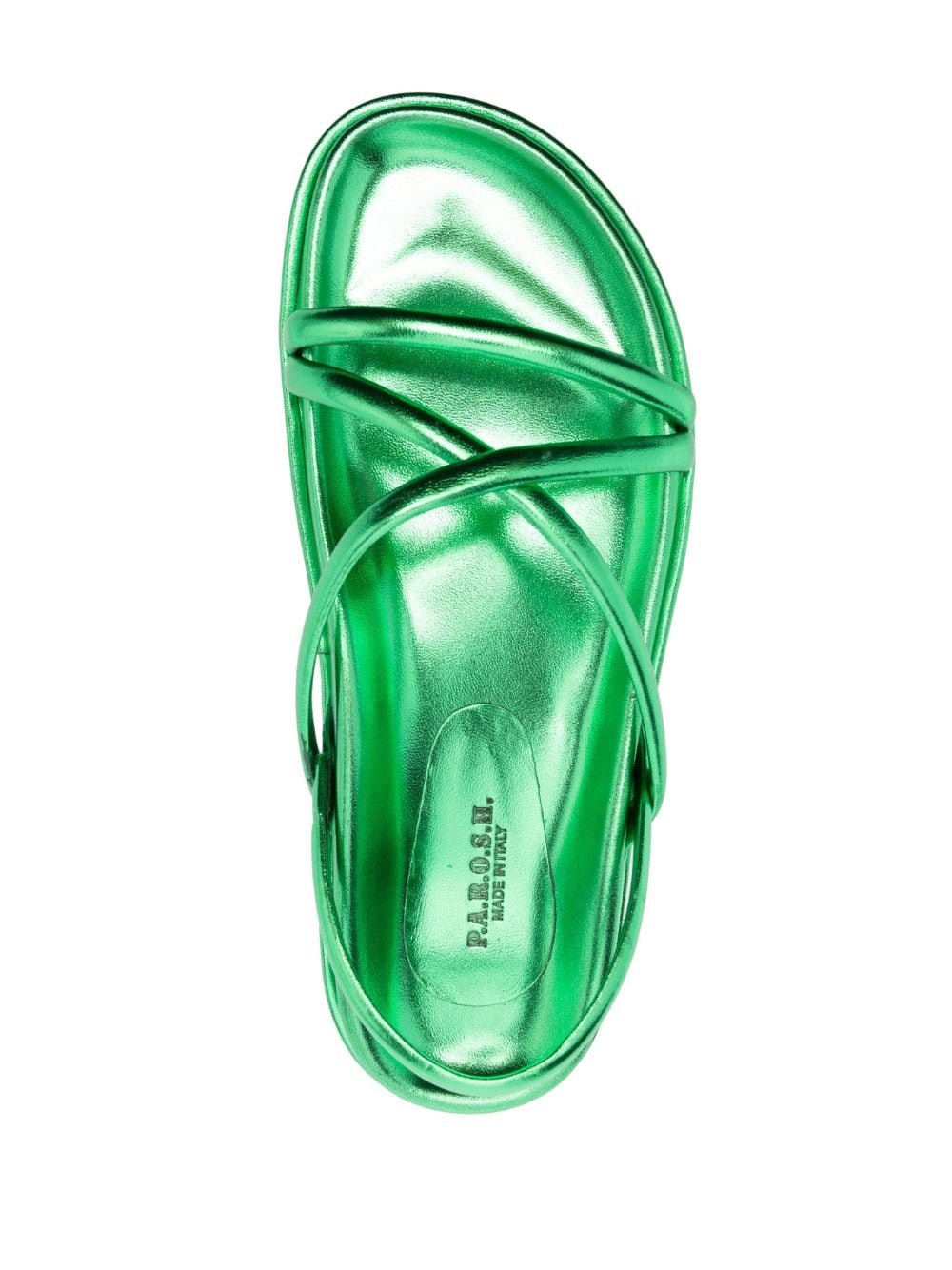 Shop P.a.r.o.s.h Metallic-finish Leather Sandals In Green