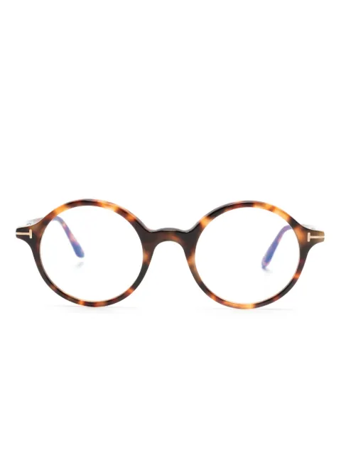 TOM FORD Eyewear tortoiseshell-effect round-frame glasses