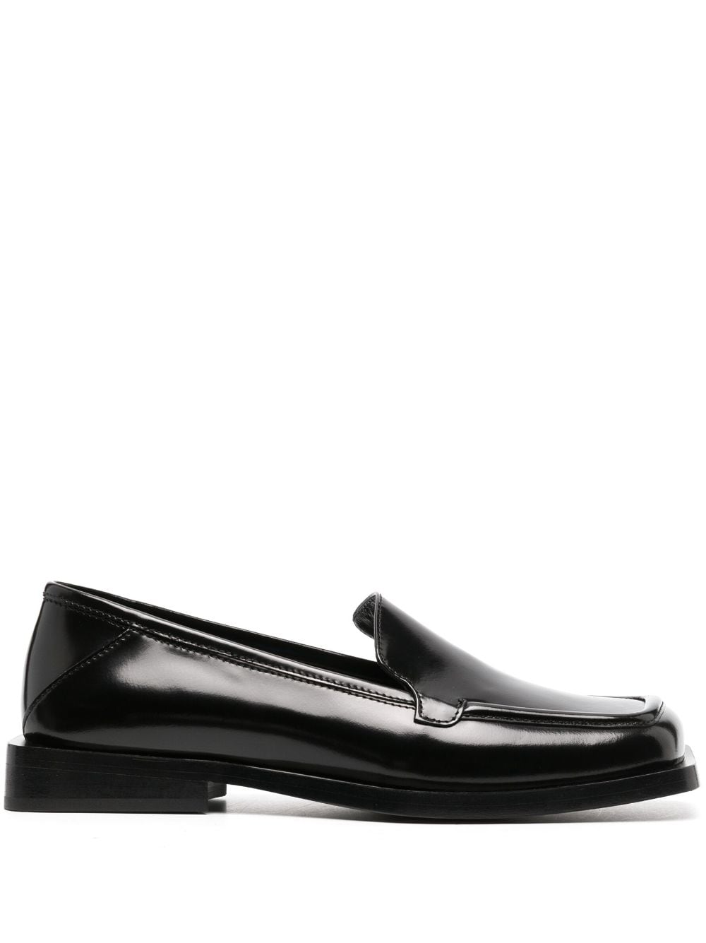 Shop Attico Micol Asymmetric-toe Leather Loafers In Black