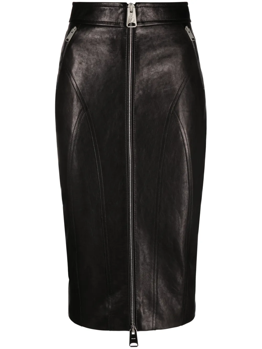 Khaite Quincy Zip-embellished Leather Pencil Skirt In Black