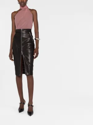 Jezabel faux discount leather midi skirt