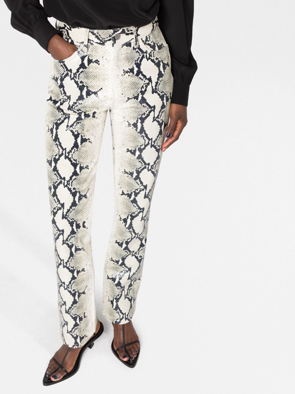 Shop Khaite Danielle Snakeskin-print Straight Jeans In Neutrals