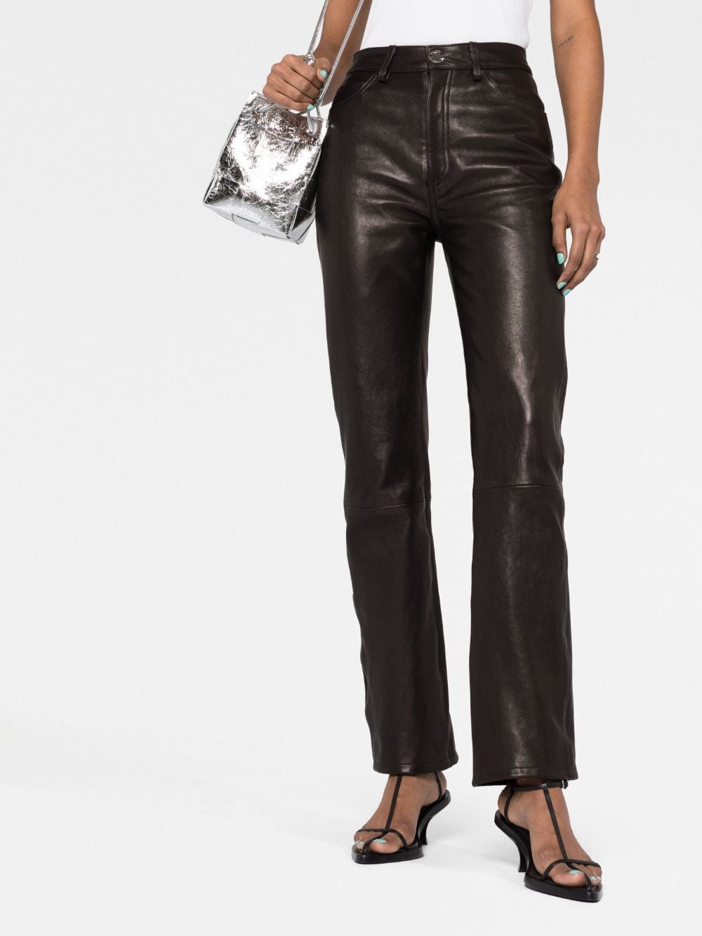 Shop Khaite The Danielle Leather Trousers In Black
