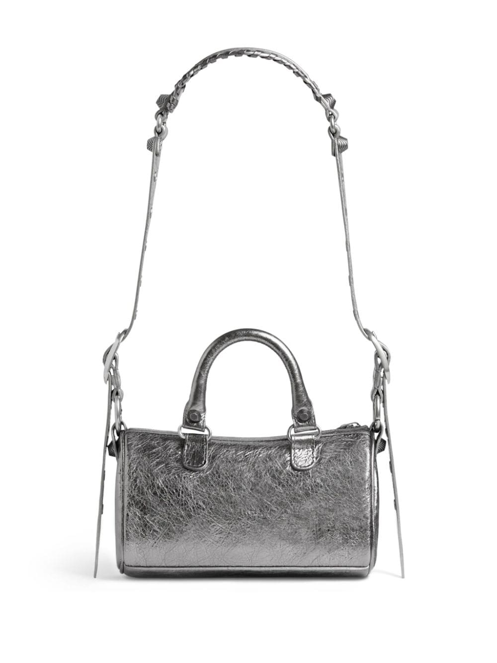 Shop Balenciaga Mini Le Cagole Leather Duffle Bag In Grey