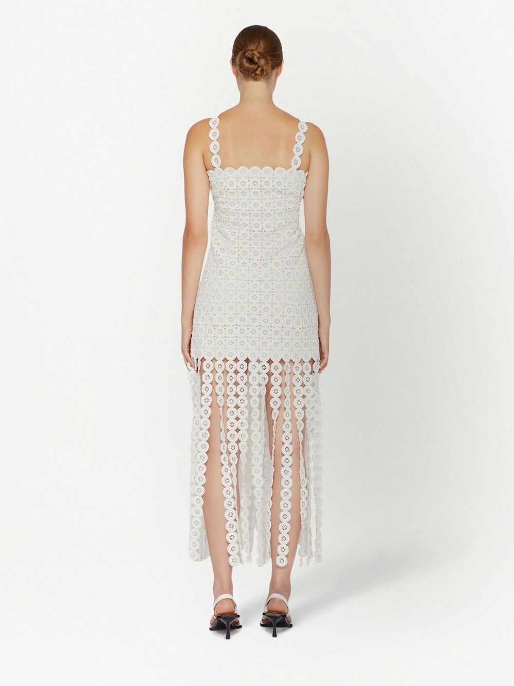Shop Jonathan Simkhai Fringe-detail Sleeveless Dress In White