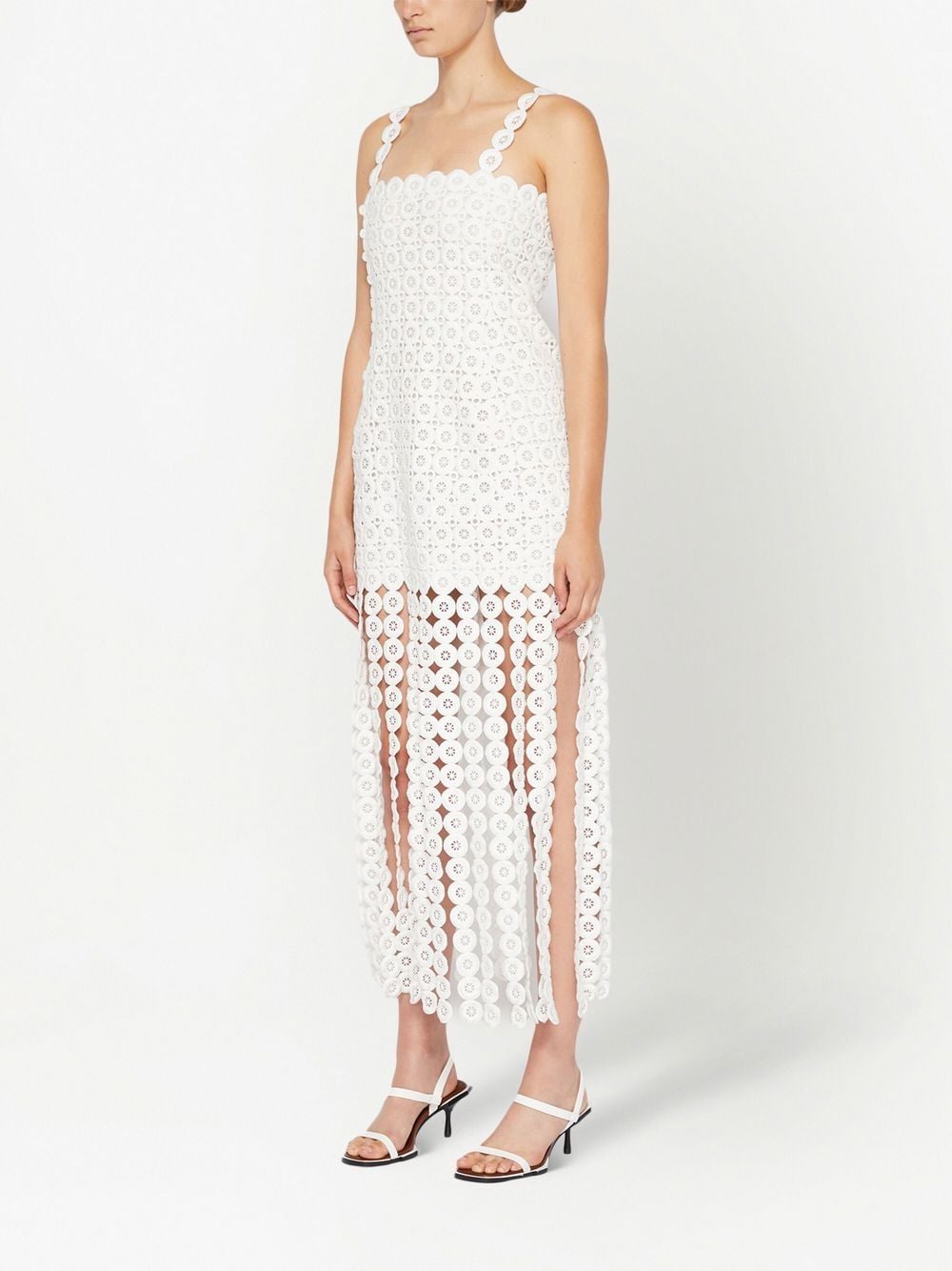 Shop Jonathan Simkhai Fringe-detail Sleeveless Dress In White