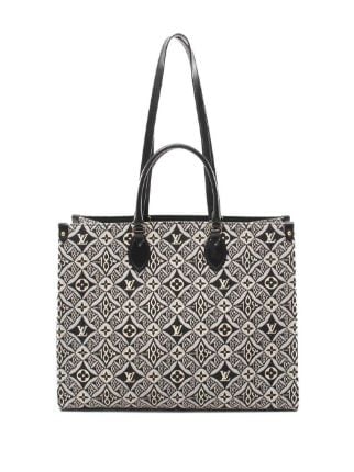 Louis Vuitton Black and White Jacquard and Calfskin Since 1854 on The Go GM Tote Gold Hardware, 2020, Handbag