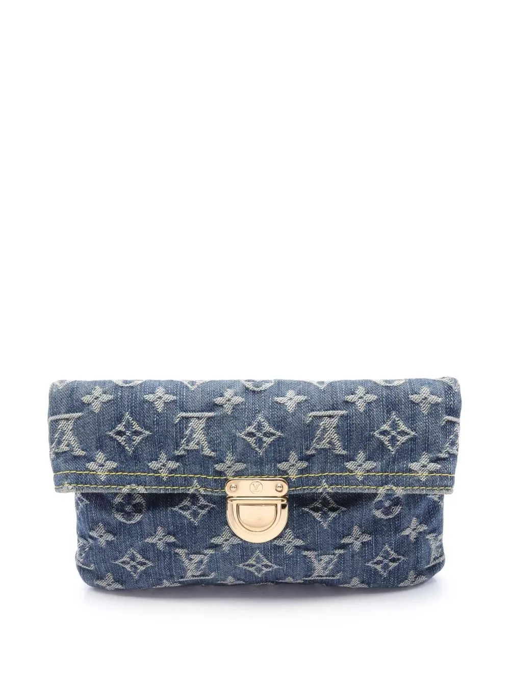 

Louis Vuitton 2007 pre-owned monogram denim foldover clutch - Blue