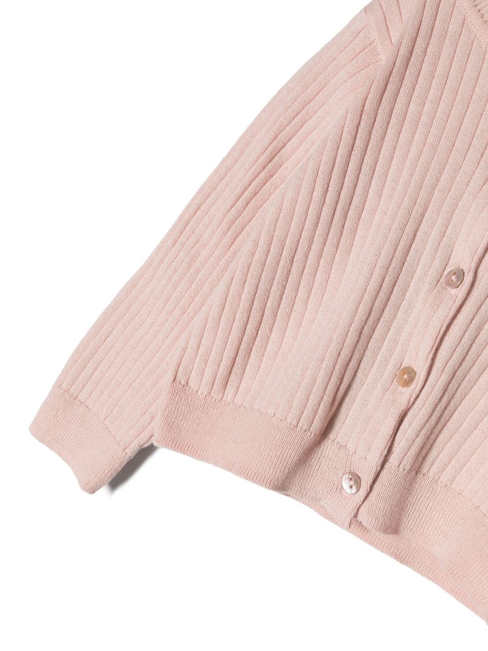 Shop Molo Rib-knit Organic Cotton Cardigan In Rosa