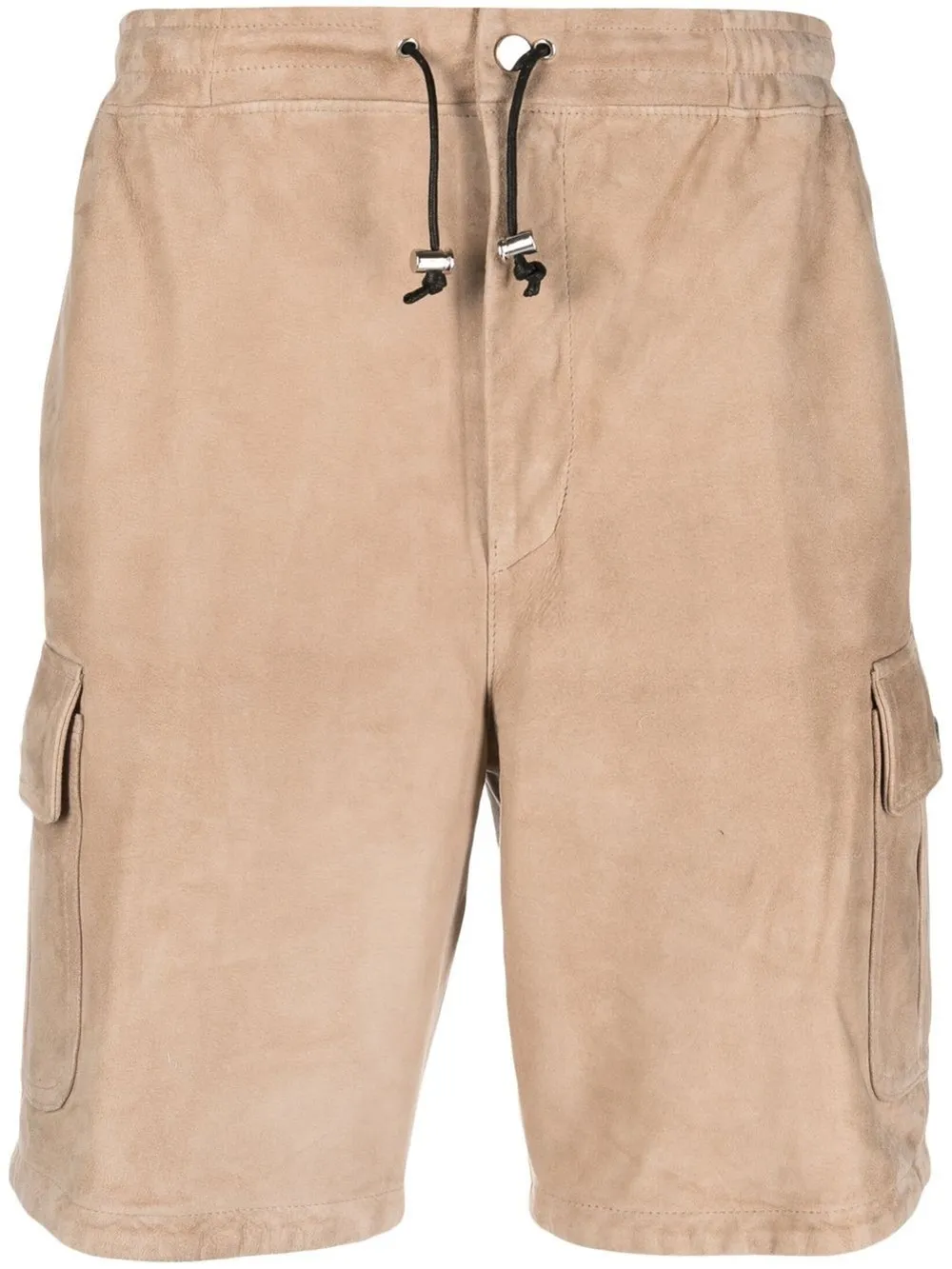 TAGLIATORE DRAWSTRING-FASTENING WAIST LEATHER SHORTS