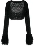 ROTATE BIRGER CHRISTENSEN open-back fringed crop top - Black