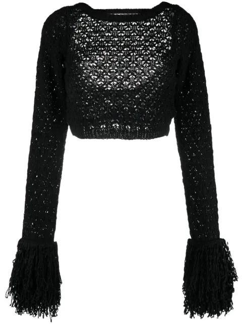 ROTATE BIRGER CHRISTENSEN Blusa cropped com franjas