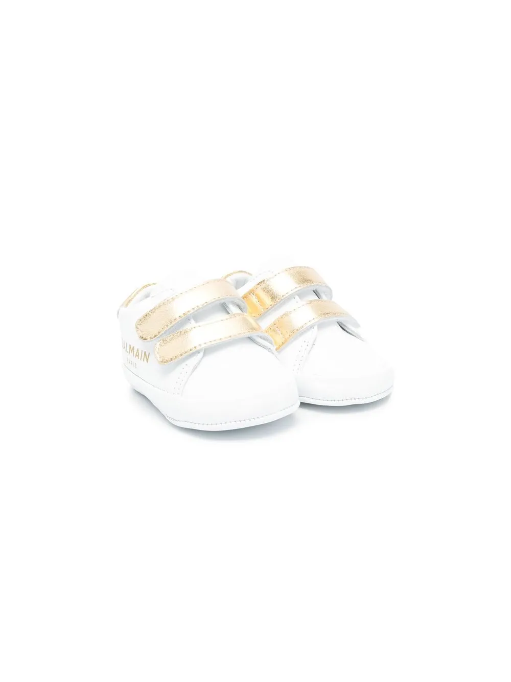 

Balmain Kids metallic-trim touch-strap sneakers - White