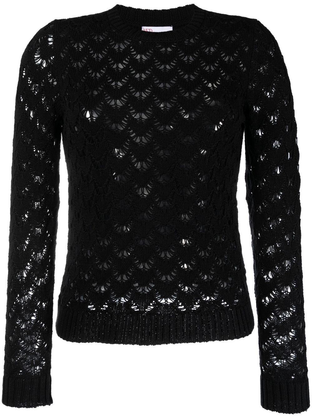 

RED Valentino open-knit crew-neck jumper - Black