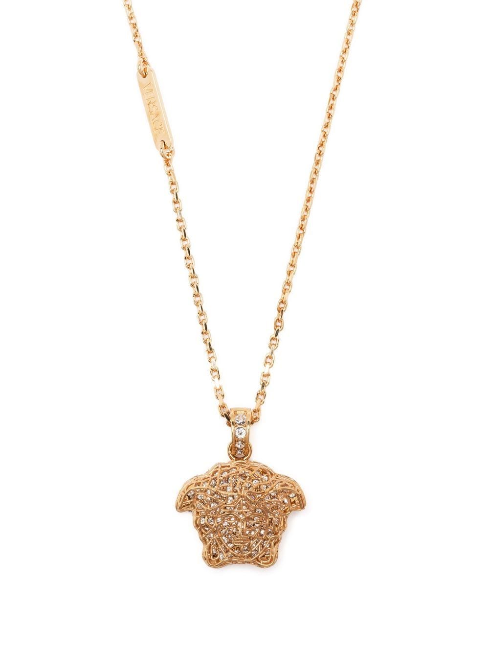 Versace Medusa Crystal-embellished Necklace In Gold