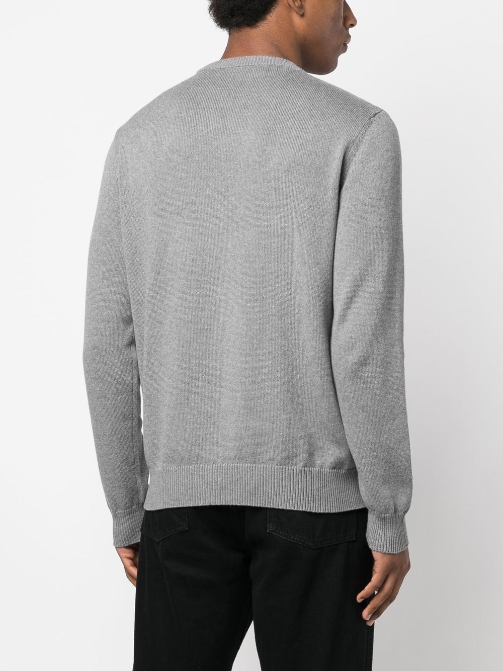 Shop Versace Intarsia-knit Crew Neck Jumper In Grey
