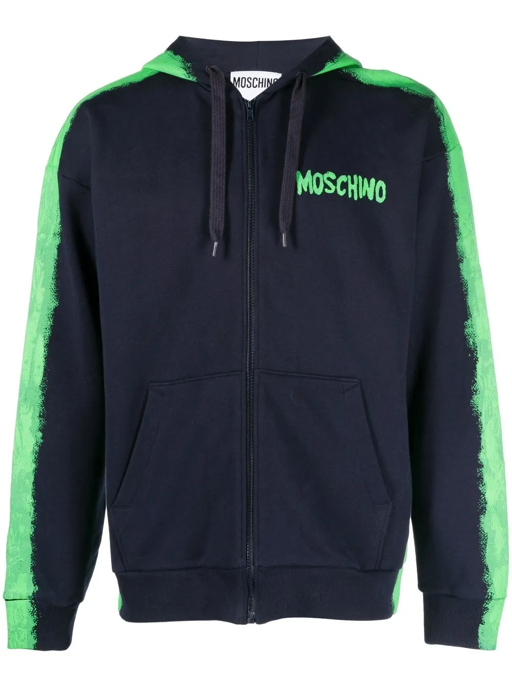 

Moschino logo-print paint-effect hoodie - Blue