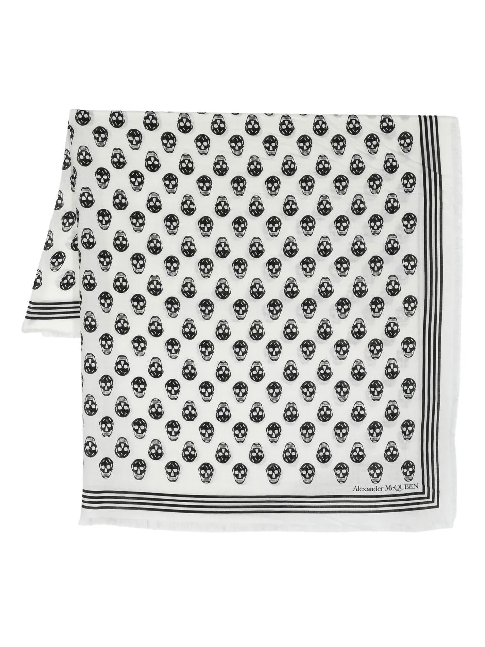 

Alexander McQueen skull-print lightweight wool scarf - White
