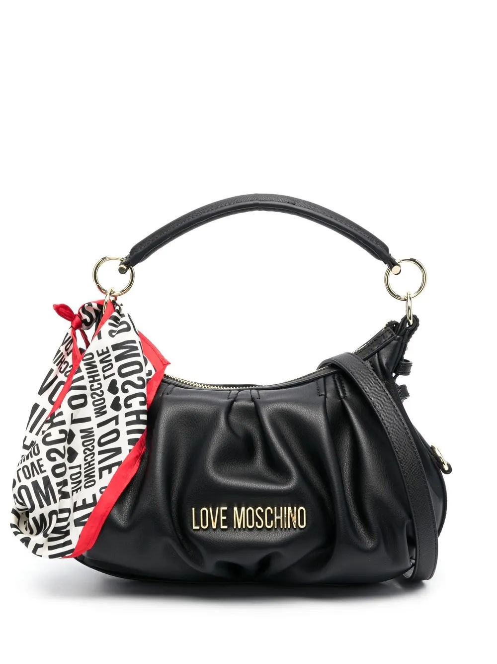 

Love Moschino scarf-detail logo-plaque tote bag - Black
