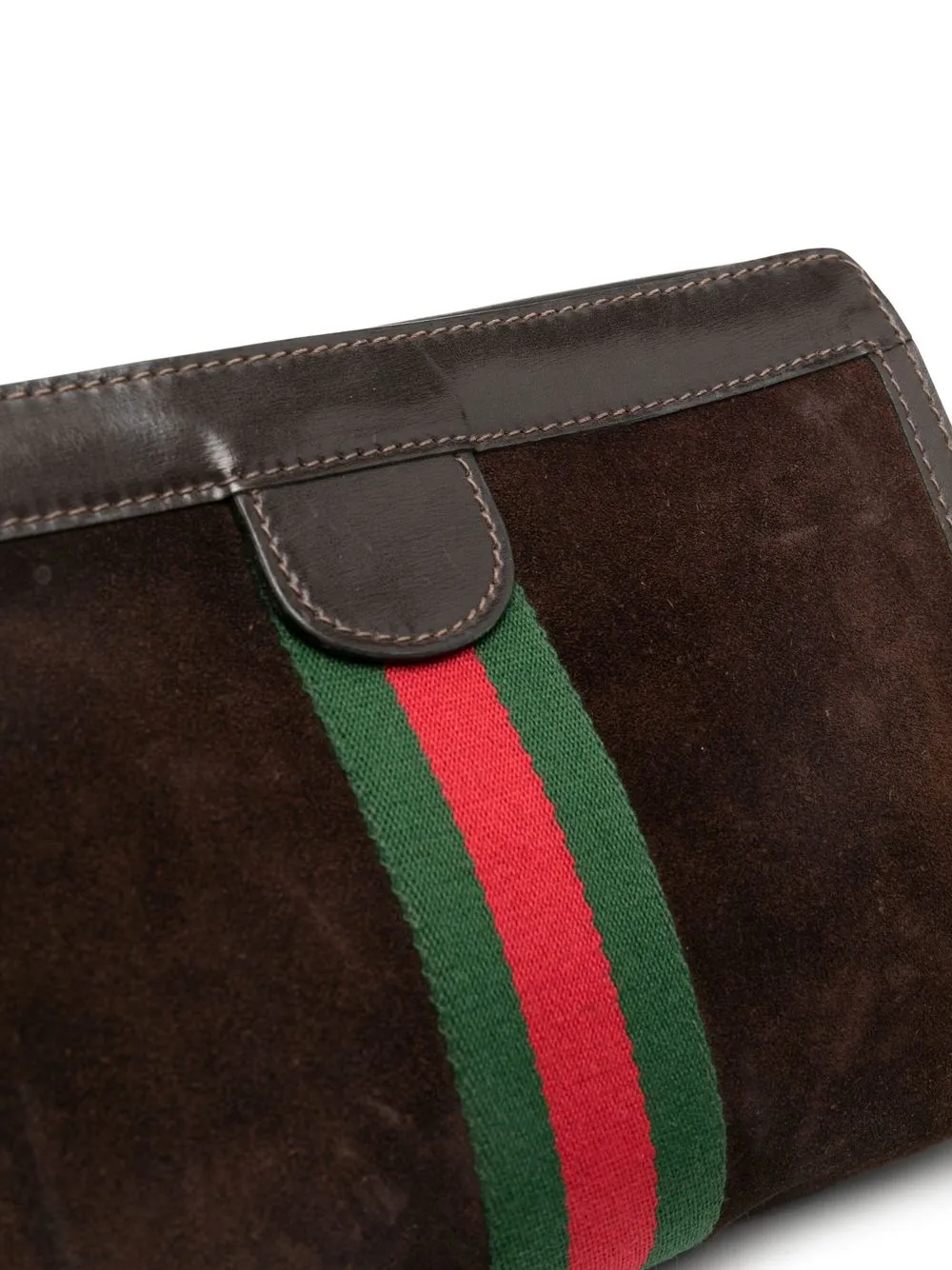 Preowned Gucci 1970s Large Sylvie  Suede Clutch In Brown ModeSens