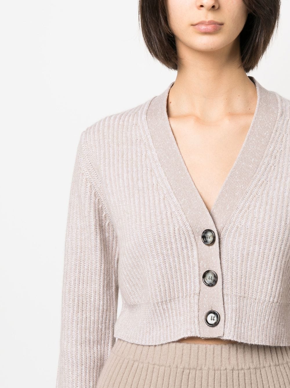 Shop Allude Cashmere Cropped Cardigan In Neutrals