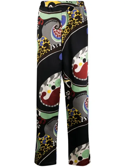 Moschino abstract-print straight-leg trousers