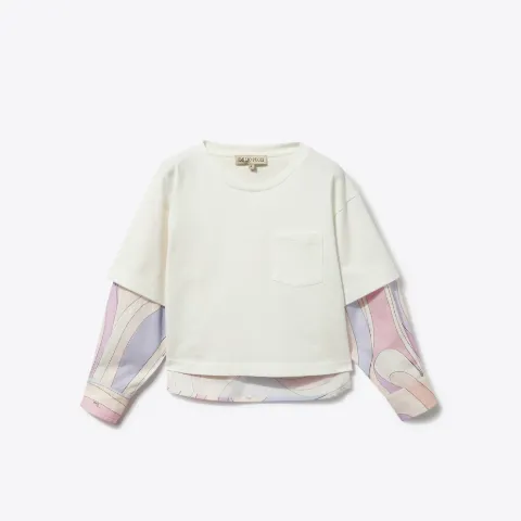 Marmo-Print Layered Cotton Top