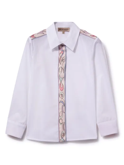 PUCCI Junior contrast-trim long-sleeve shirt
