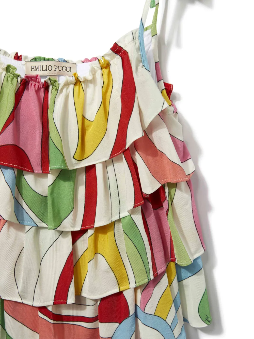 Shop Pucci Junior Marmo-print Ruffle Top In White