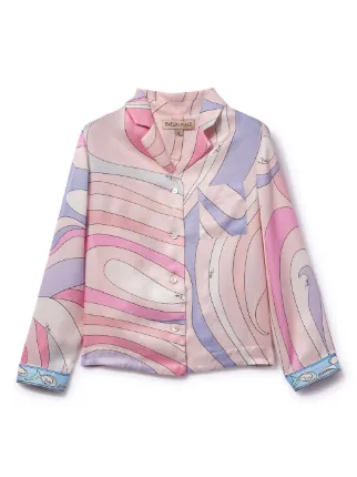 PUCCI Junior Marmo-print long-sleeve Shirt | Pink | FARFETCH