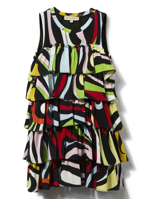 PUCCI Junior Marmo-print ruffle dress