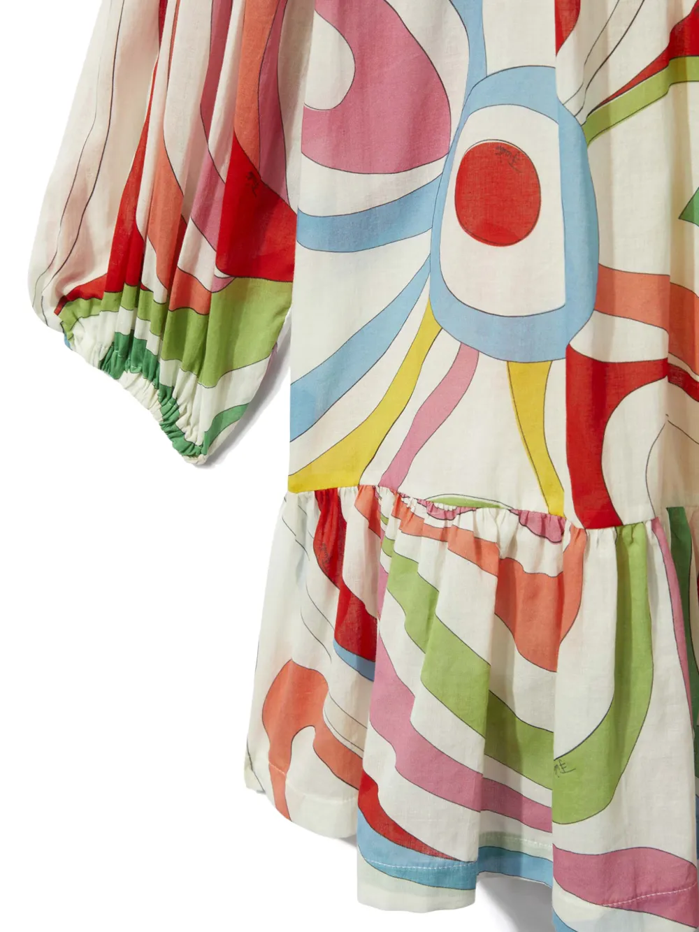 PUCCI Junior Katoenen midi-jurk met palmprint Wit