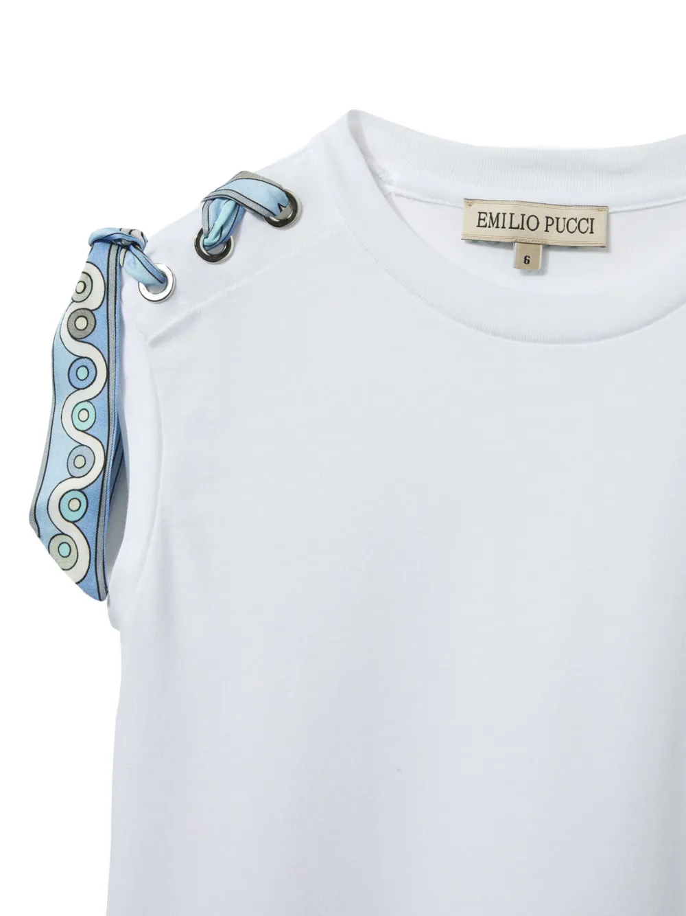 PUCCI Junior Mouwloze jurk met sjaaldetail Wit