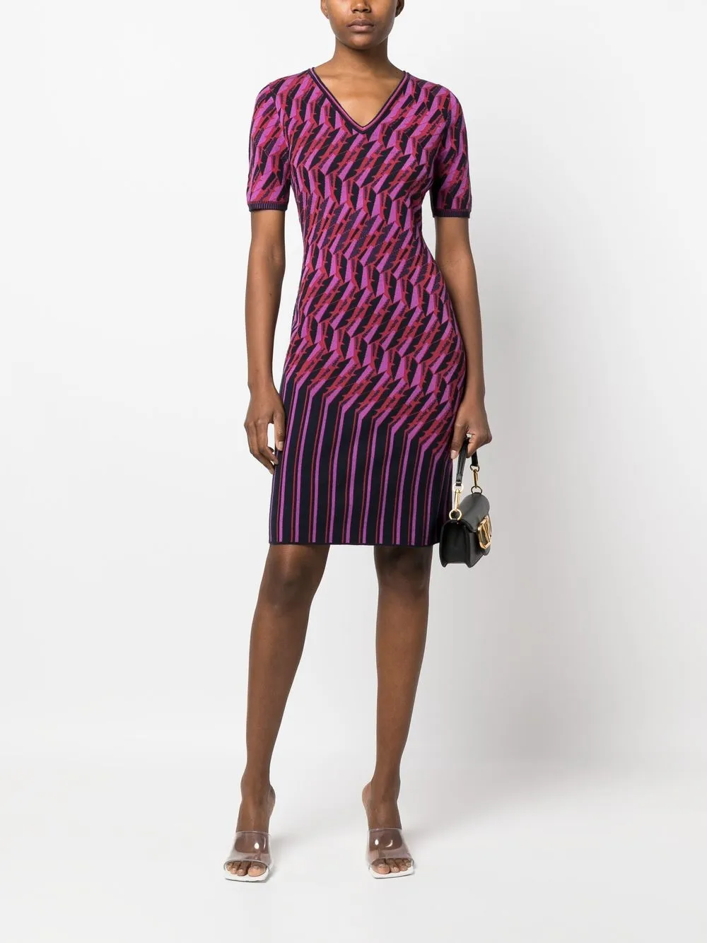 DVF Diane von Furstenberg Intarsia jurk - Paars