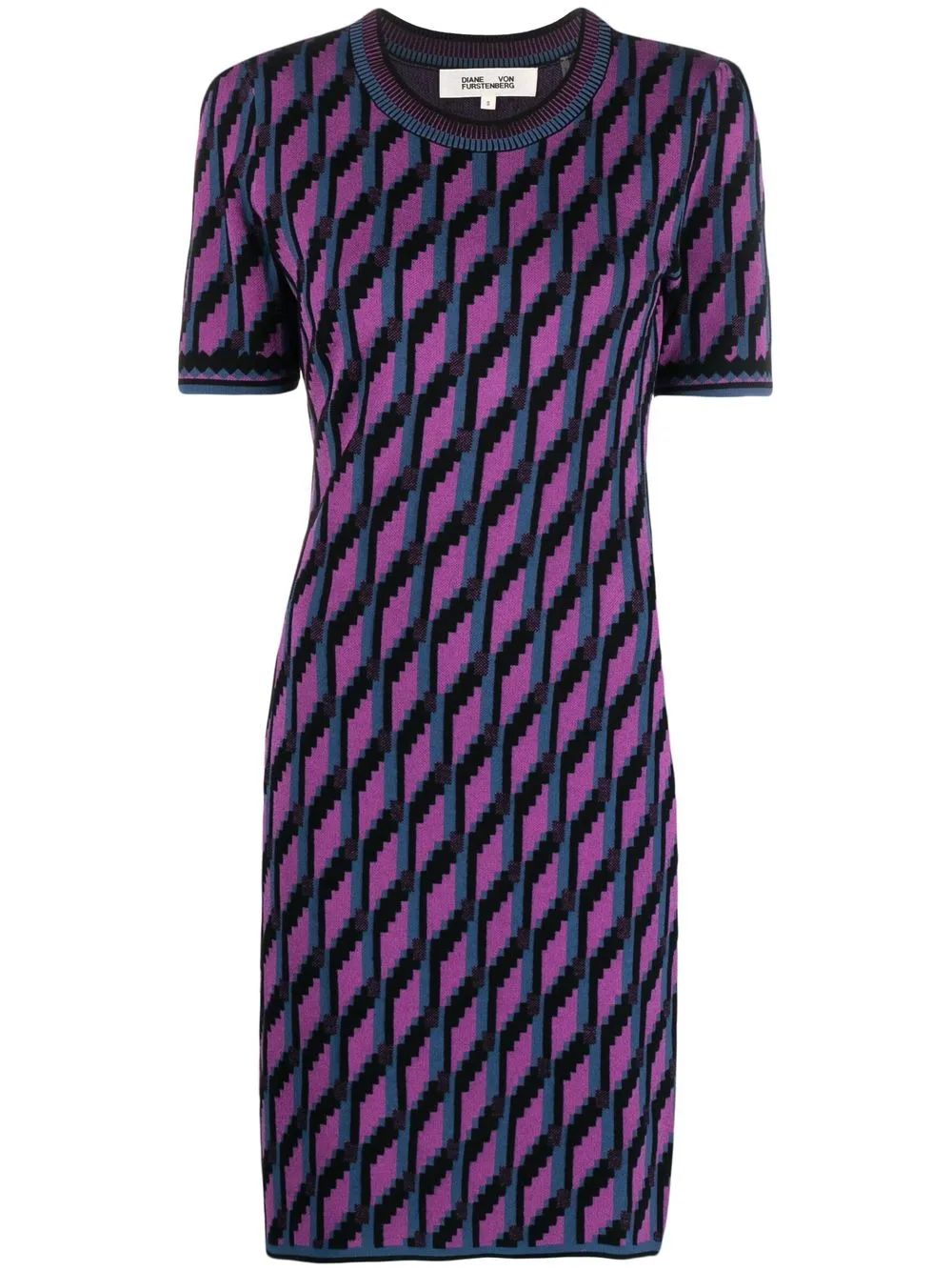 

DVF Diane von Furstenberg intarsia-knit short-sleeve dress - Purple