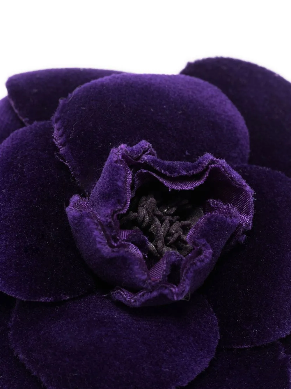 Pre-owned Chanel 1980s Velvet Camellia Brooch In Purple