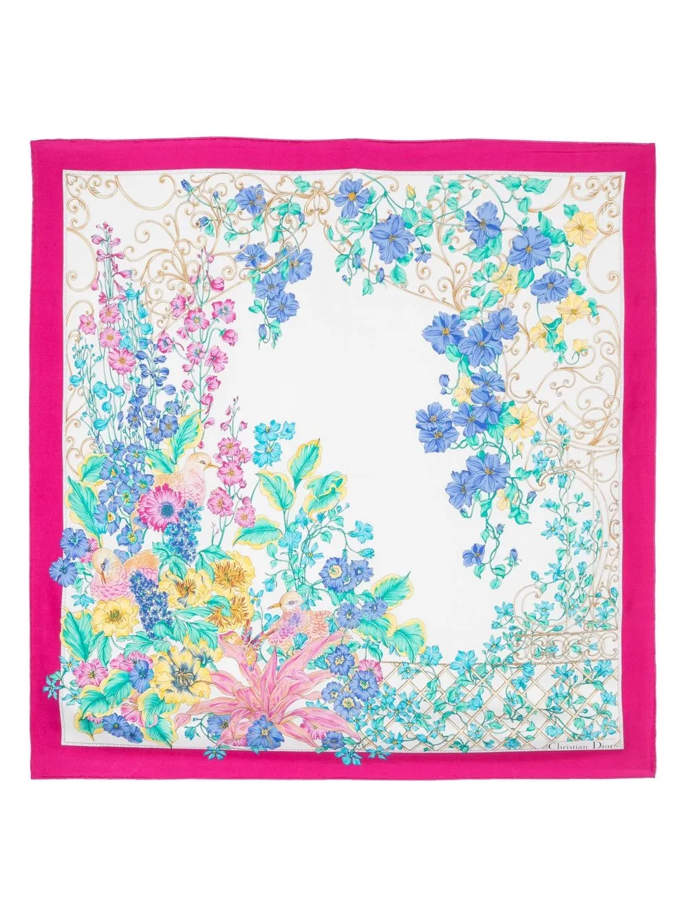 

Christian Dior 1990s pre-owned floral silk scarf - White