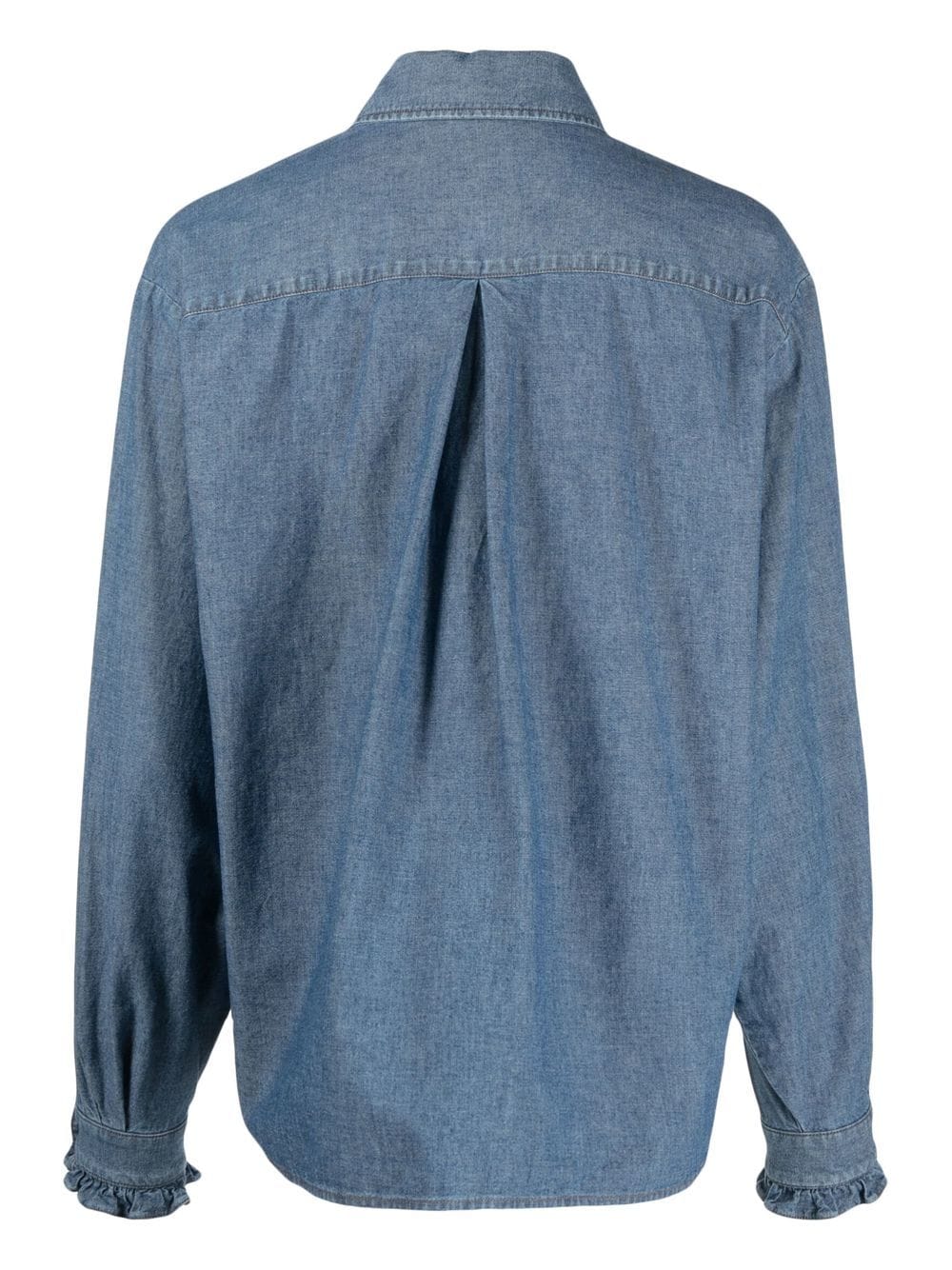 Shop Ports 1961 Pleated Long-sleeve Denim Shirt In Blau