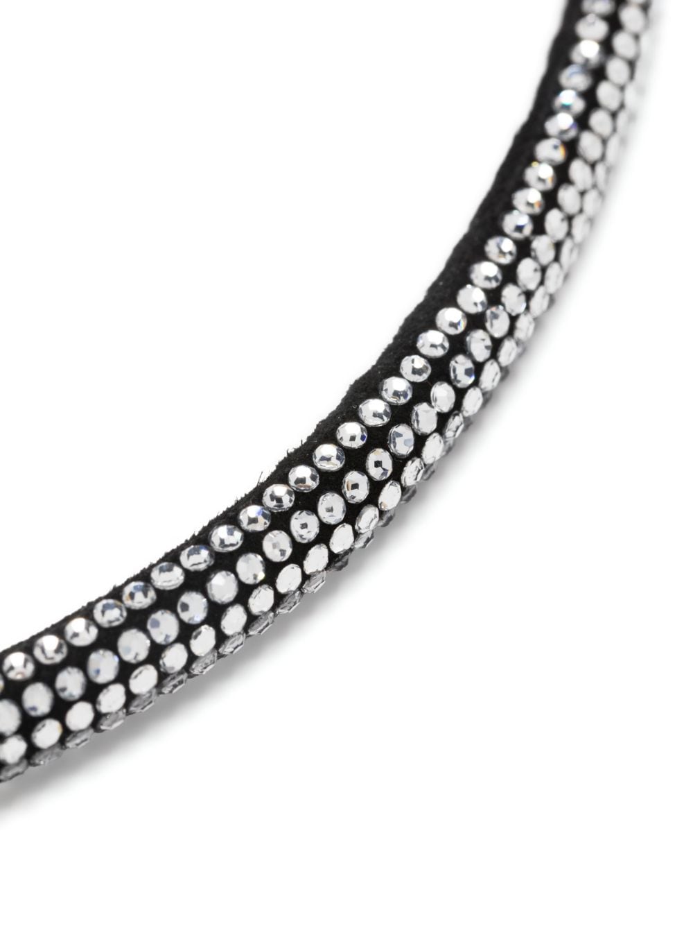 Shop Isabel Marant Crystal Embellished Suede Bracelet In Silver